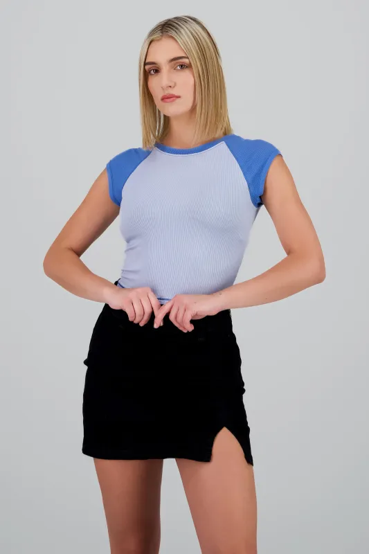 Top manga corta contraste mangas sold by Shasa