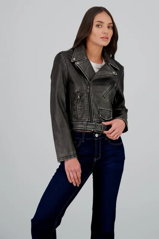 Chamarra biker detalle desgaste sold by Shasa