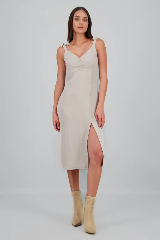 Vestido midi tirantes detalle frunce sold by Shasa