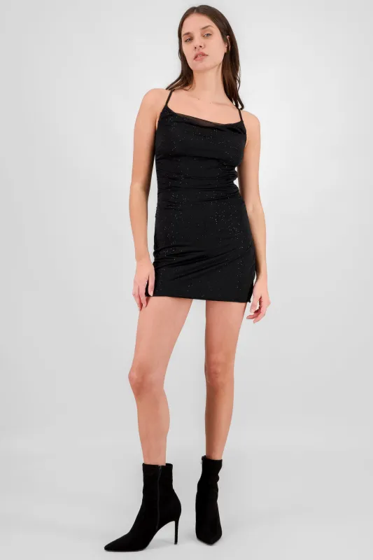 Vestido mini fruncido brillos sold by Shasa