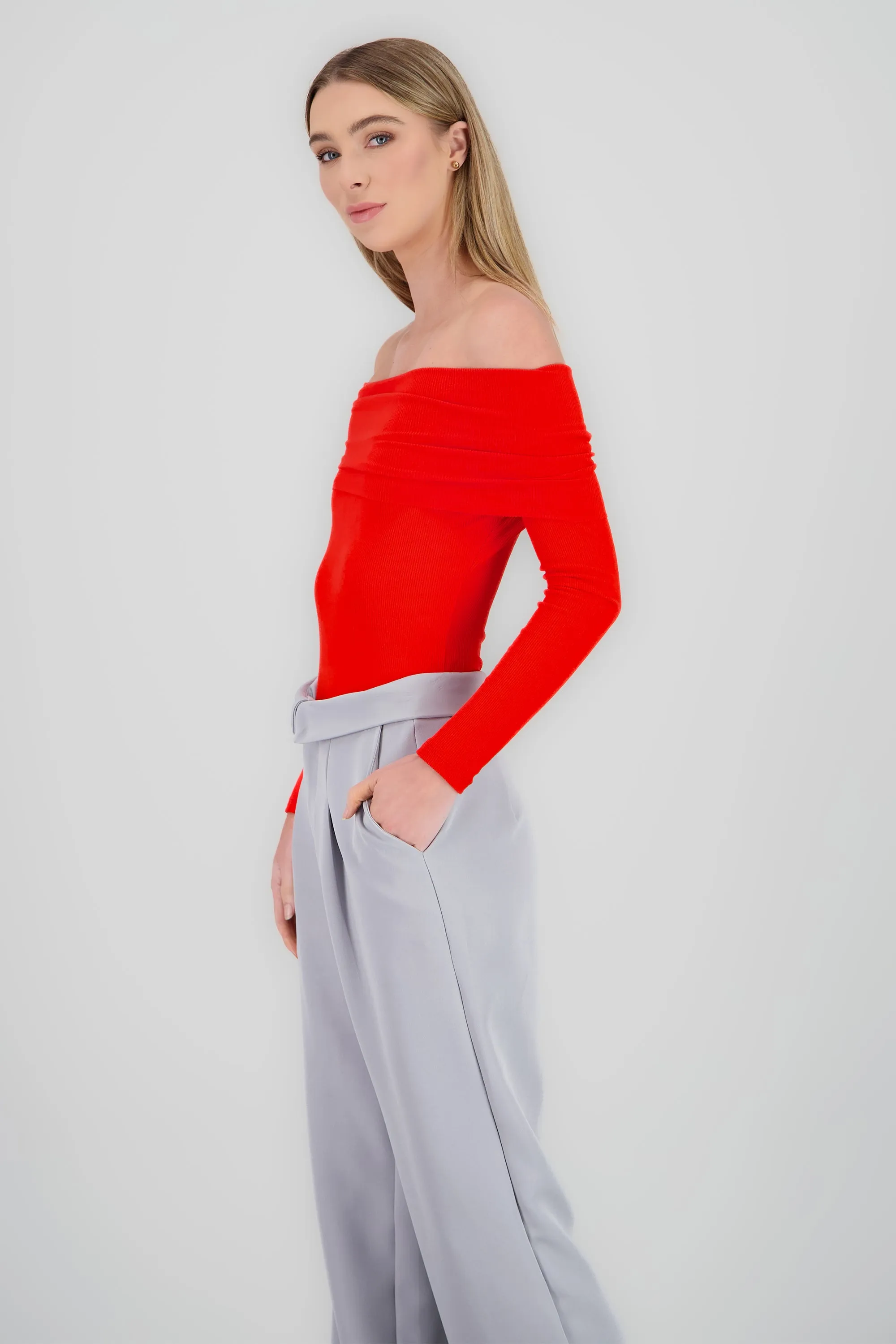 Bodysuit off shoulder manga larga rib sold by Shasa product image thumbnail 3