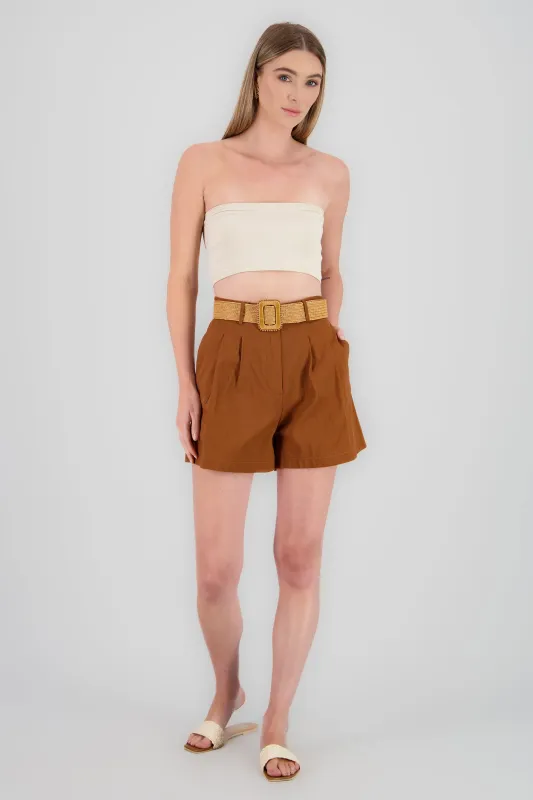 Short amplio detalle cinturon lino sold by Shasa