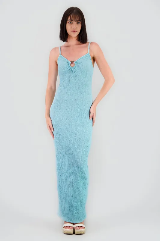 Vestido maxi texturas tirantes aro sold by Shasa