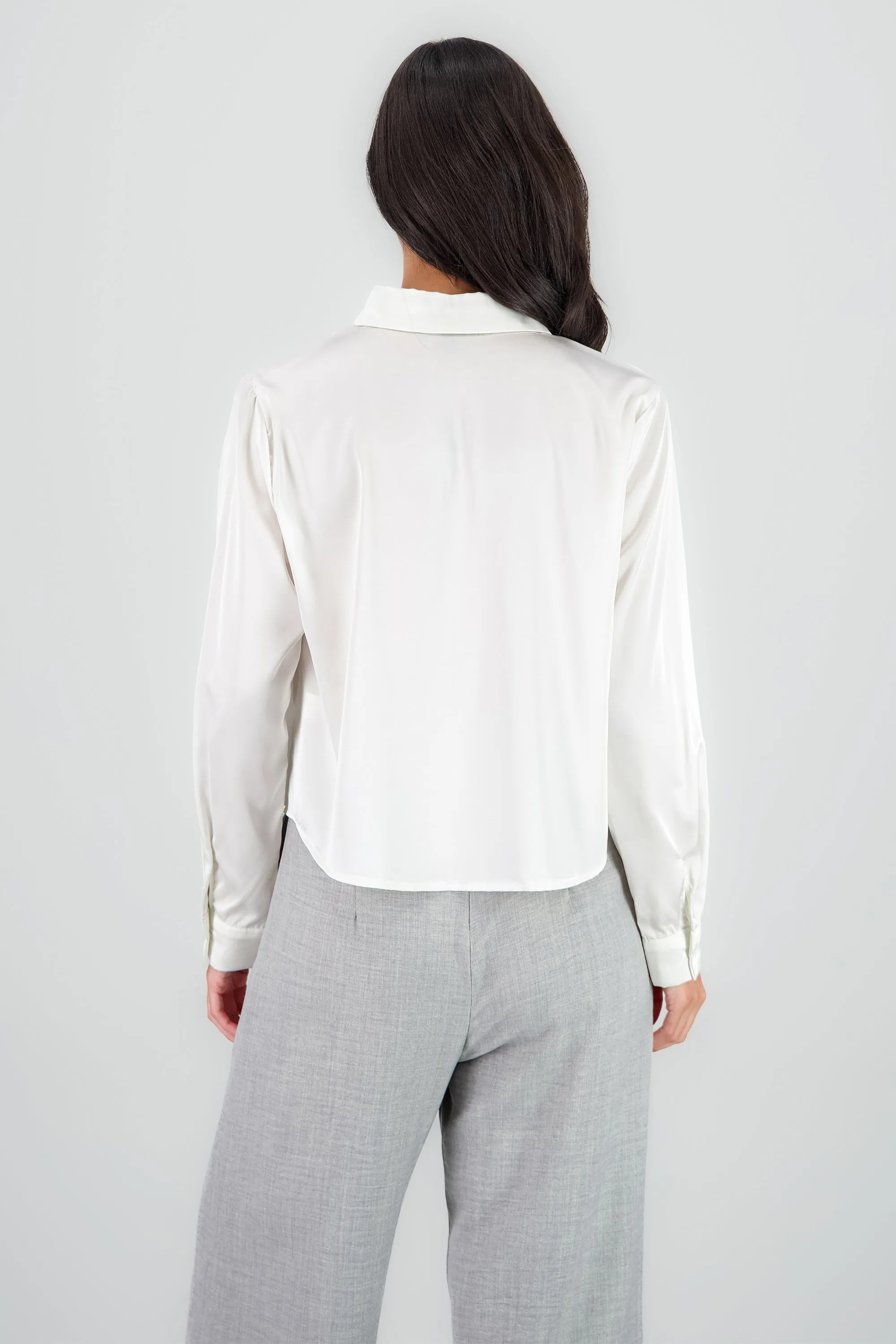 Camisa satinada lisa cropped sold by Shasa product image thumbnail 4