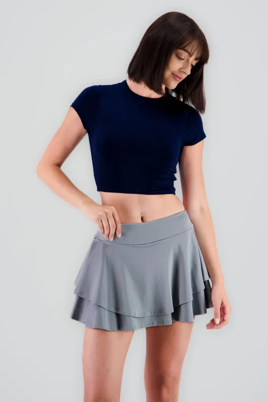 Top crop doble tela manga corta sold by Shasa