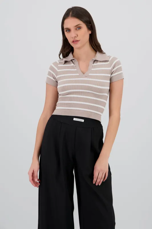 Top seamless rayas cuello polo sold by Shasa