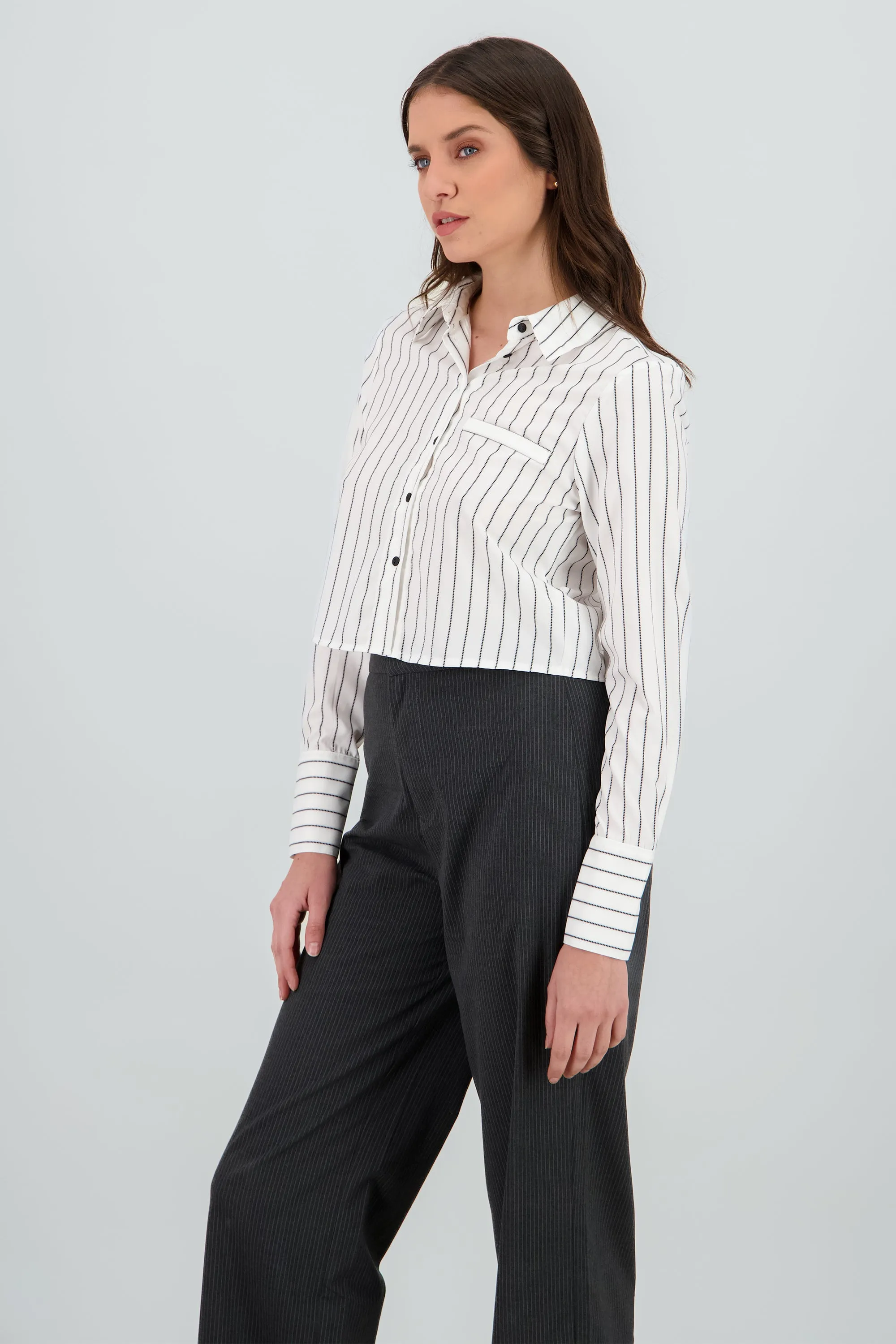 Camisa crop manga larga rayas sold by Shasa product image thumbnail 3