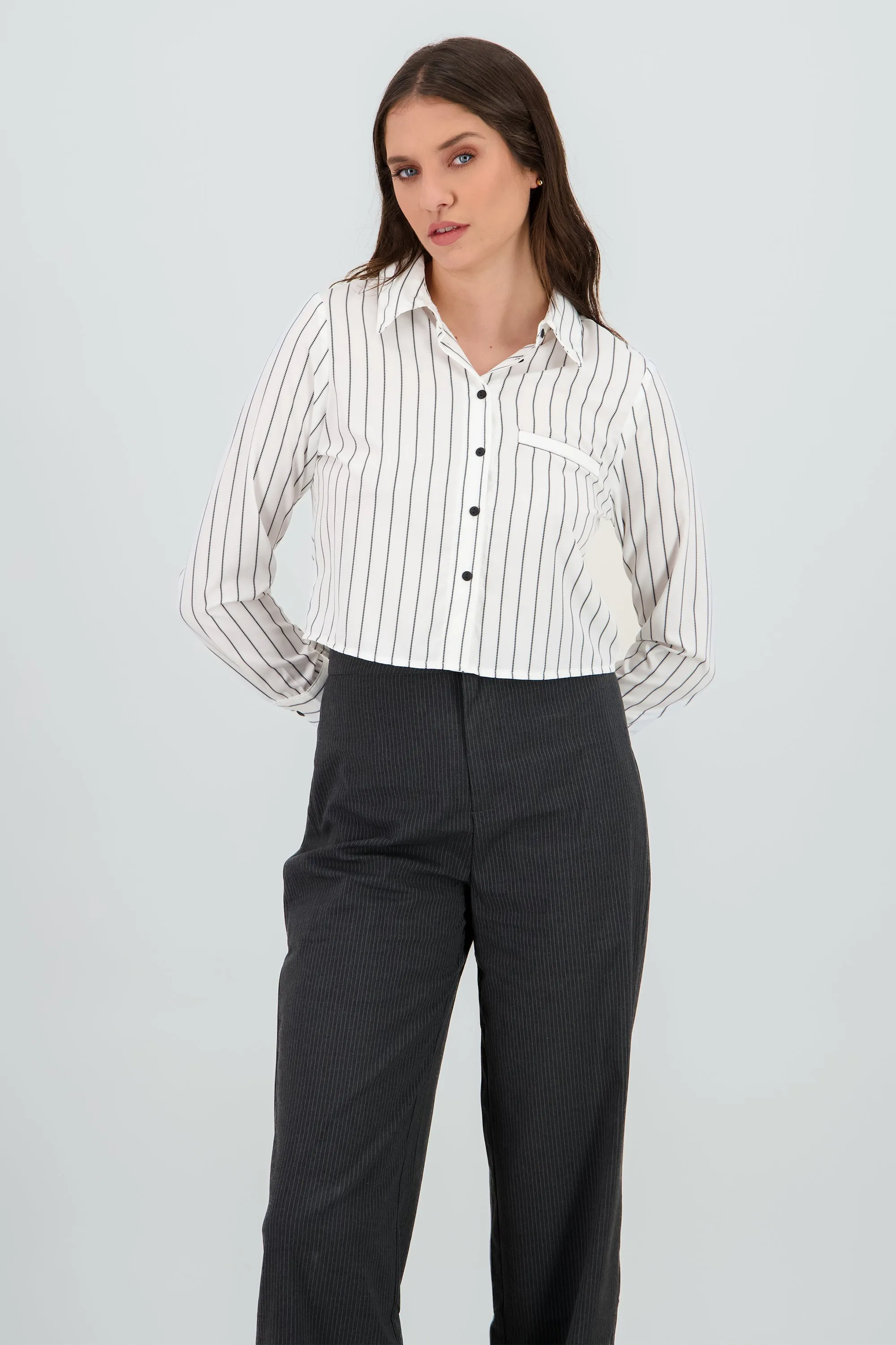 Camisa crop manga larga rayas sold by Shasa product image thumbnail 2