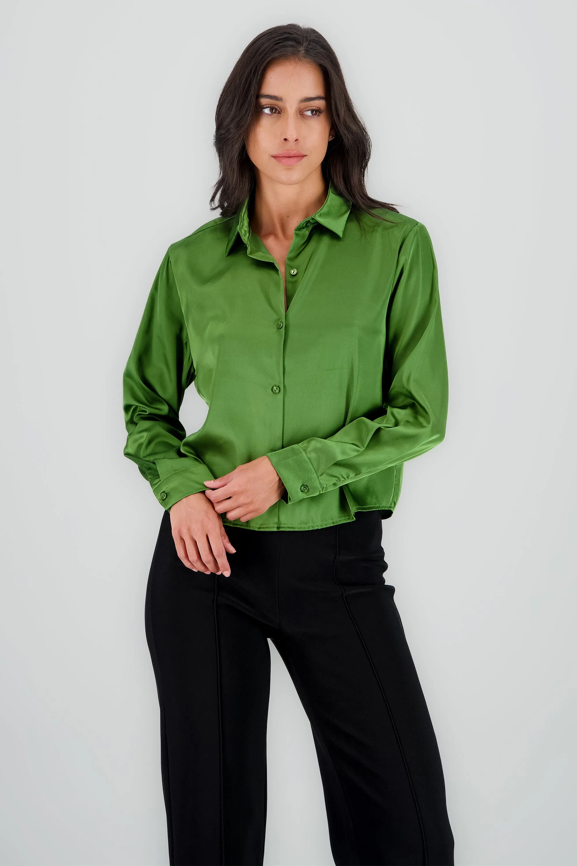 Camisa satinada lisa cropped sold by Shasa product image thumbnail 2
