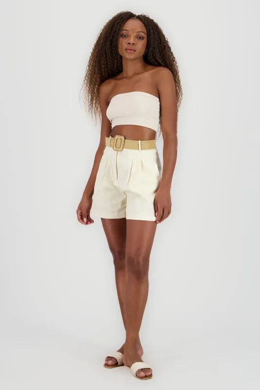 Short amplio detalle cinturon lino sold by Shasa