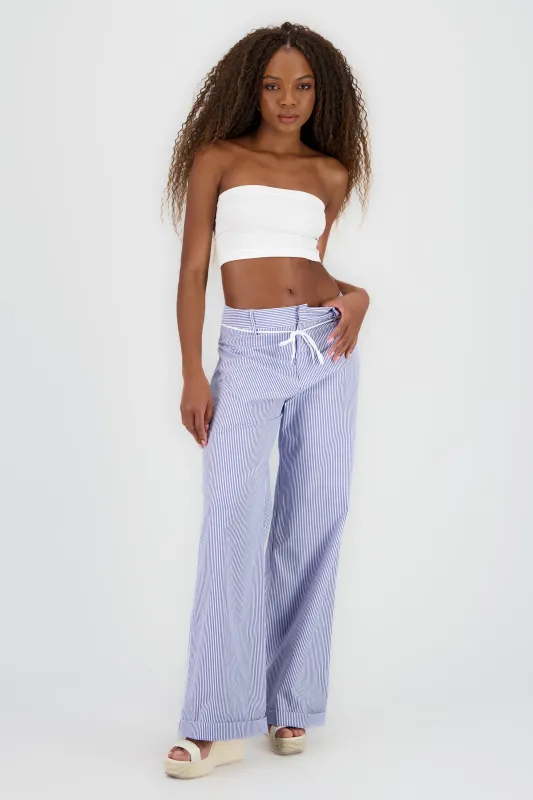 Pantalón rayas detalle dobladillo con lazo sold by Shasa