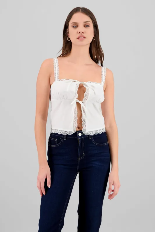 Blusa moños detalle encaje sold by Shasa