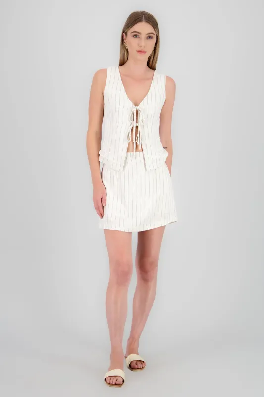 Falda mini rayas de lino sold by Shasa