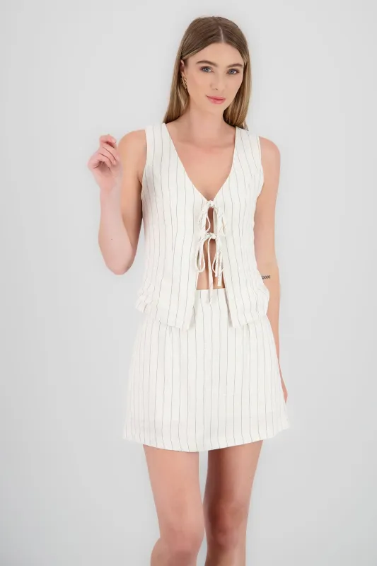 Blusa lino rayas con amarres sold by Shasa