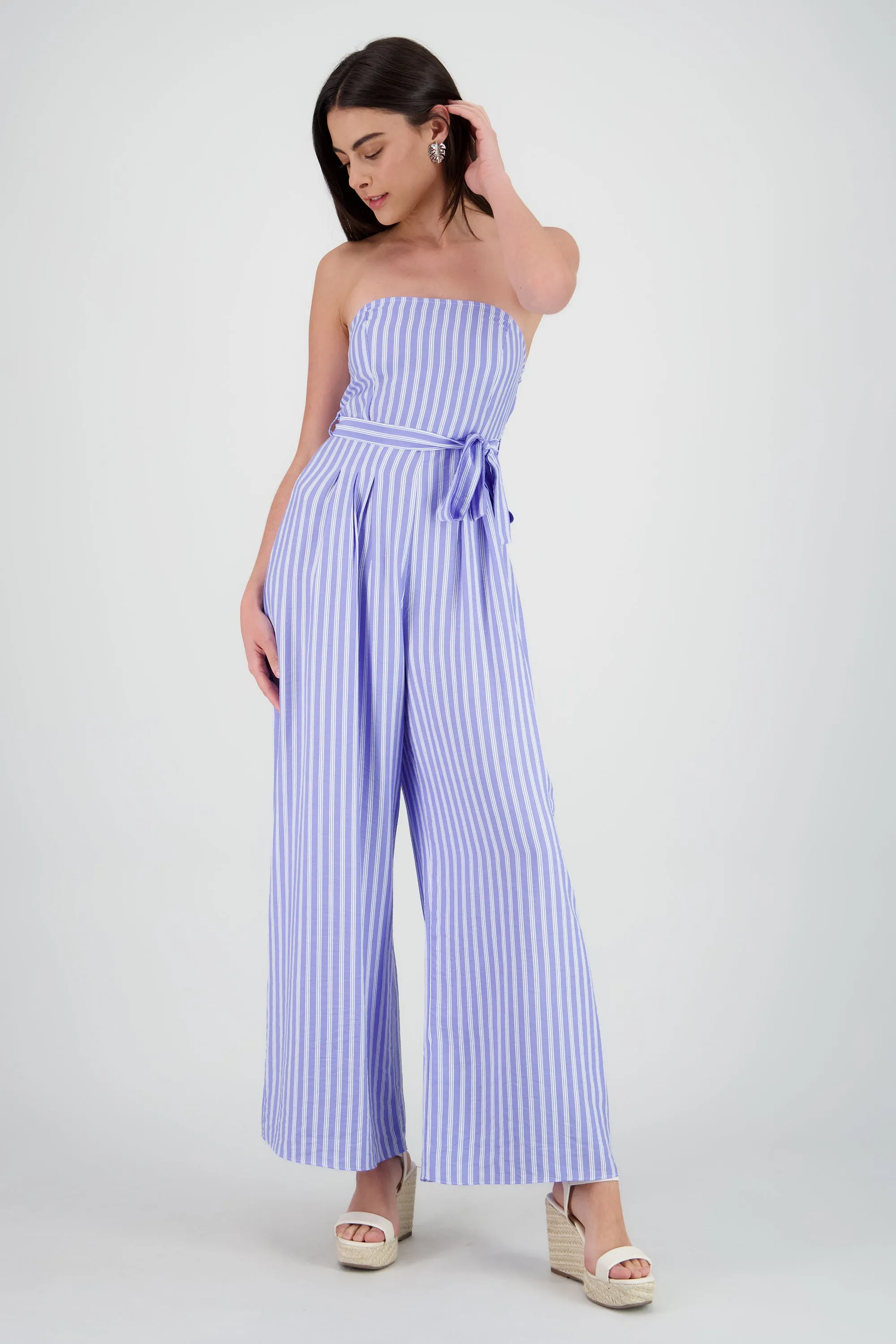Jumpsuit strapless detalle lazo rayas sold by Shasa