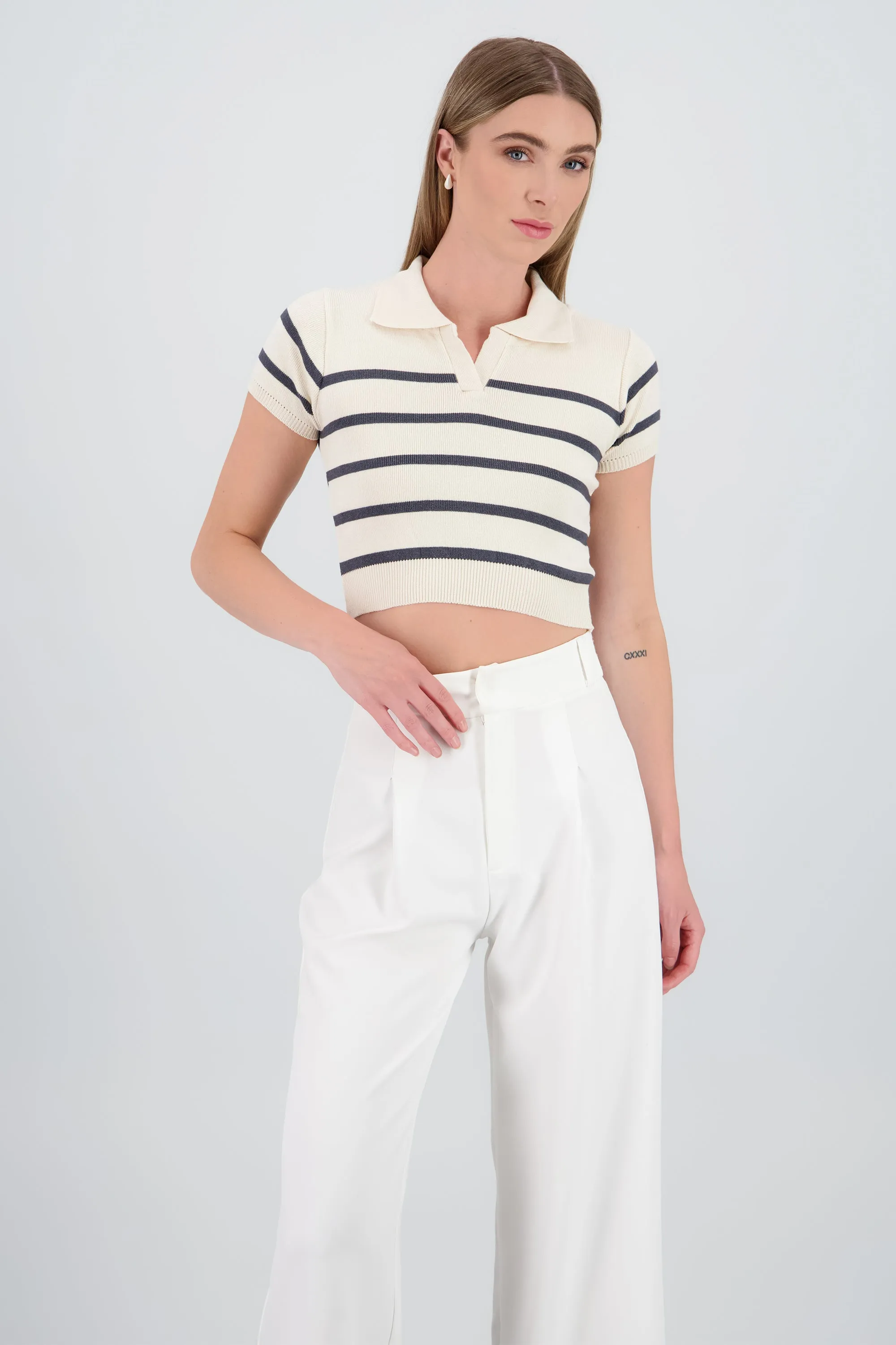 Top tejido cuello polo rayas sold by Shasa product image thumbnail 2