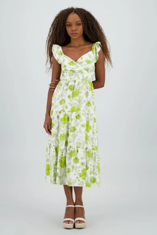 Vestido flores detalle olanes sold by Shasa