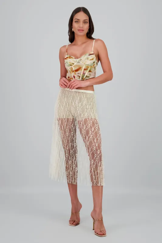 Falda midi encaje sold by Shasa