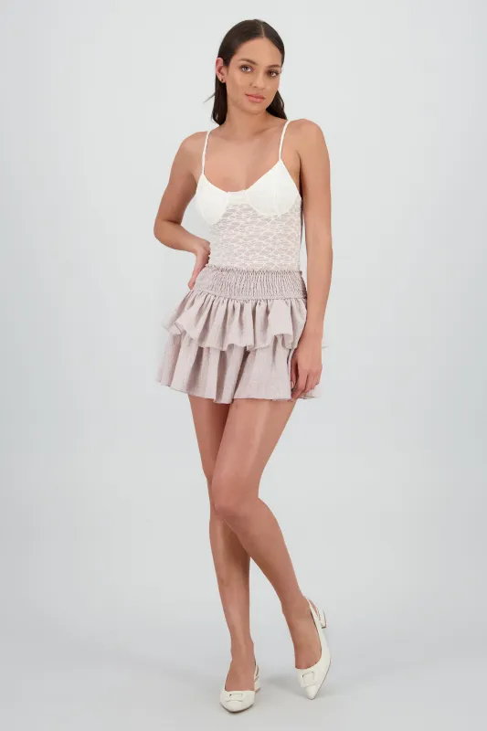 Falda doble olan con smock en cintura sold by Shasa