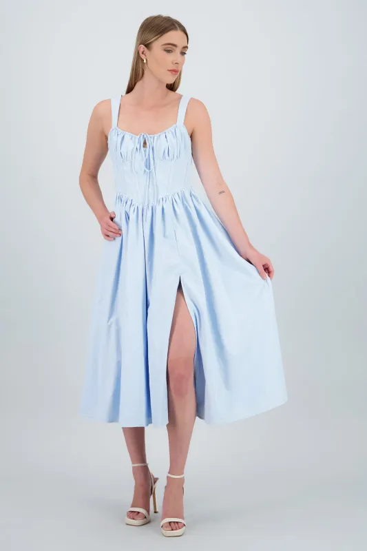 Vestido maxi con detalle de varillas liso sold by Shasa