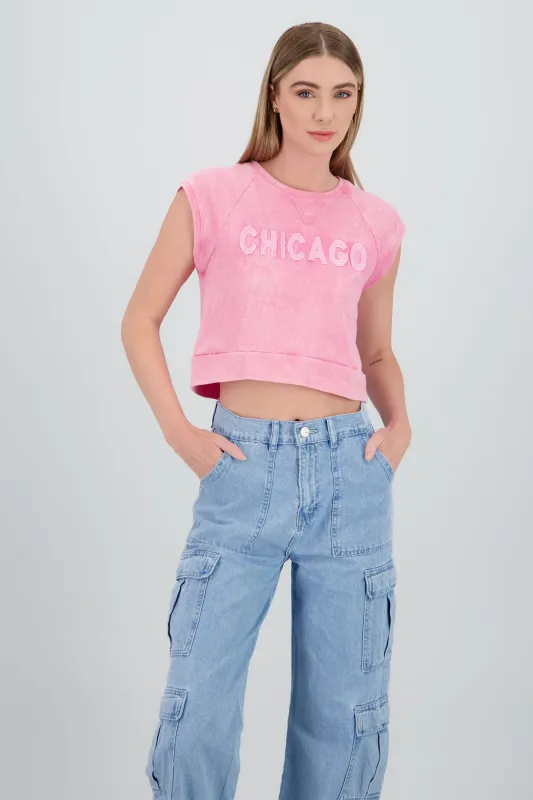 Top manga corta detalle parche sold by Shasa