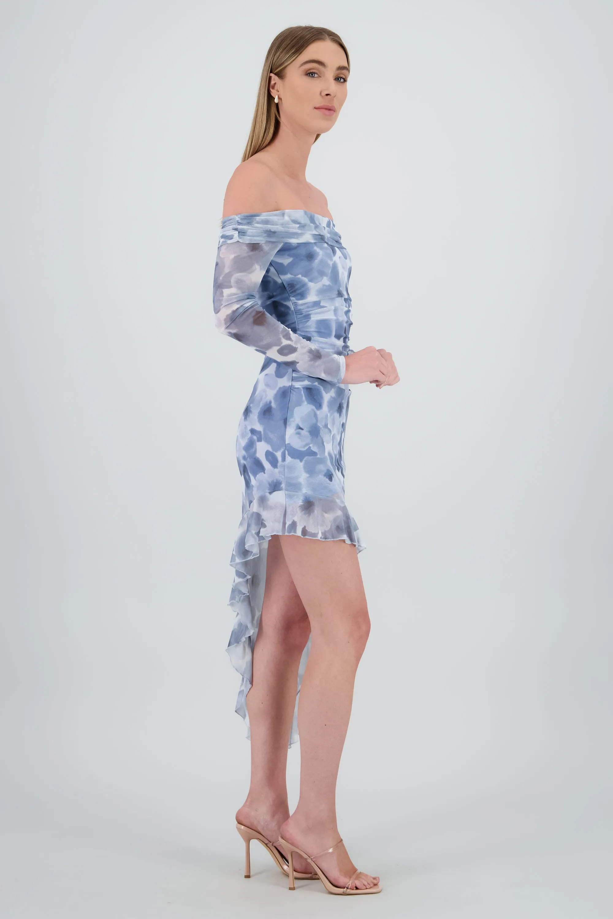 Vestido midi asimetrico sin hombros flores sold by Shasa product image thumbnail 3