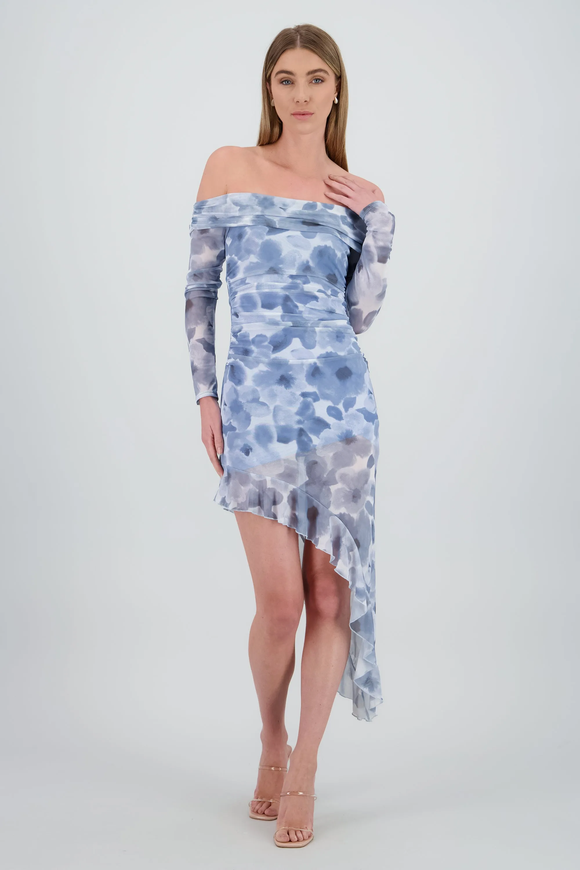 Vestido midi asimetrico sin hombros flores sold by Shasa product image thumbnail 2