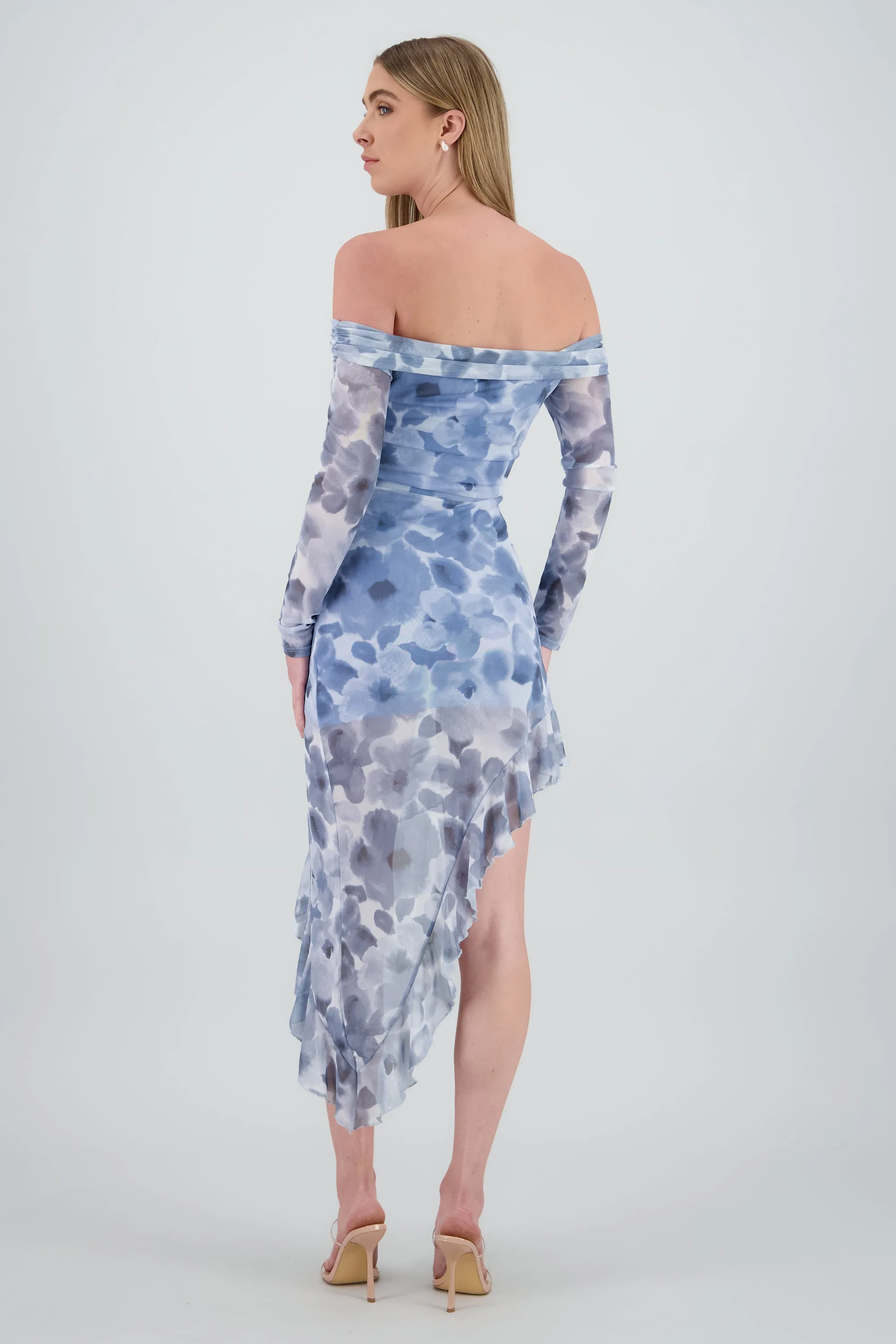 Vestido midi asimetrico sin hombros flores sold by Shasa product image thumbnail 4