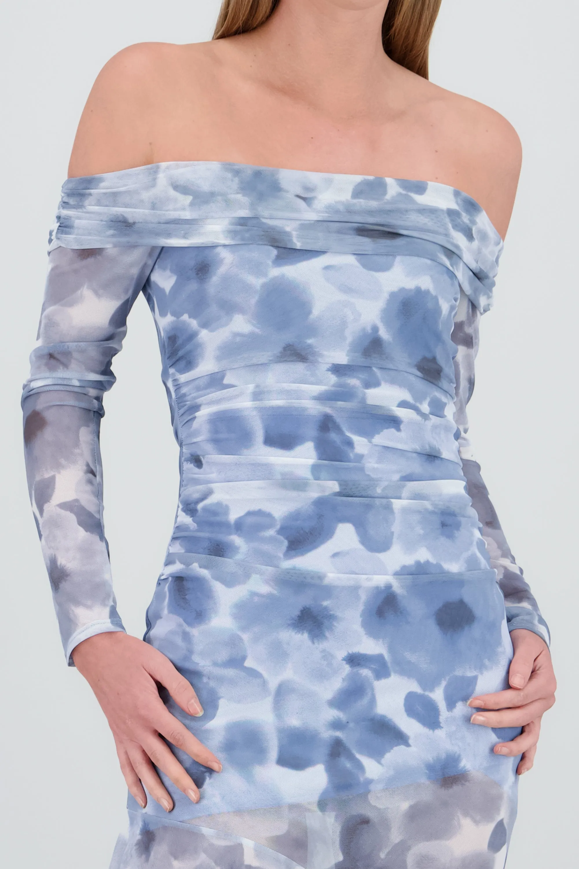 Vestido midi asimetrico sin hombros flores sold by Shasa product image thumbnail 5