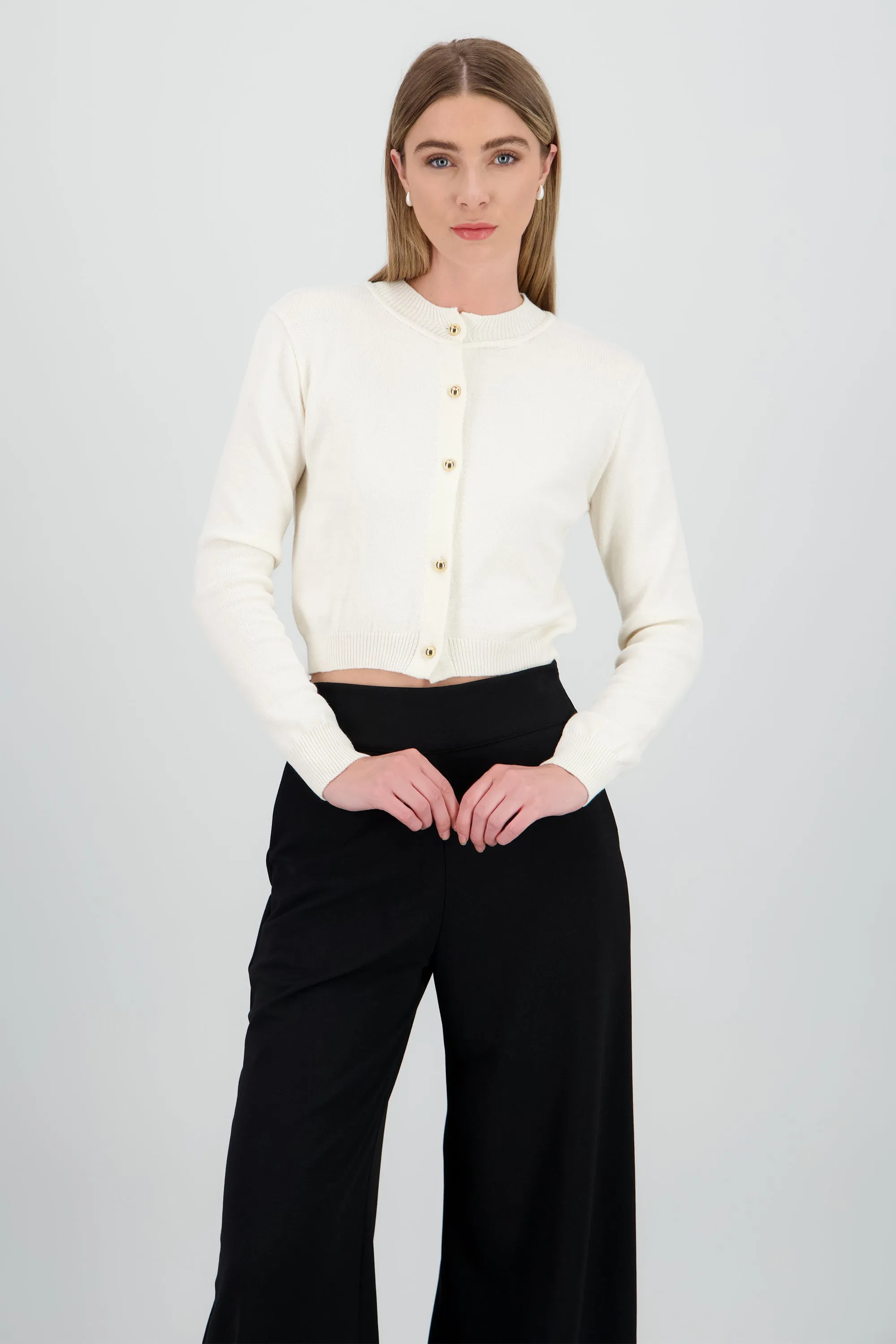 Cardigan con cuello redondo botones dorados Hyp sold by Shasa