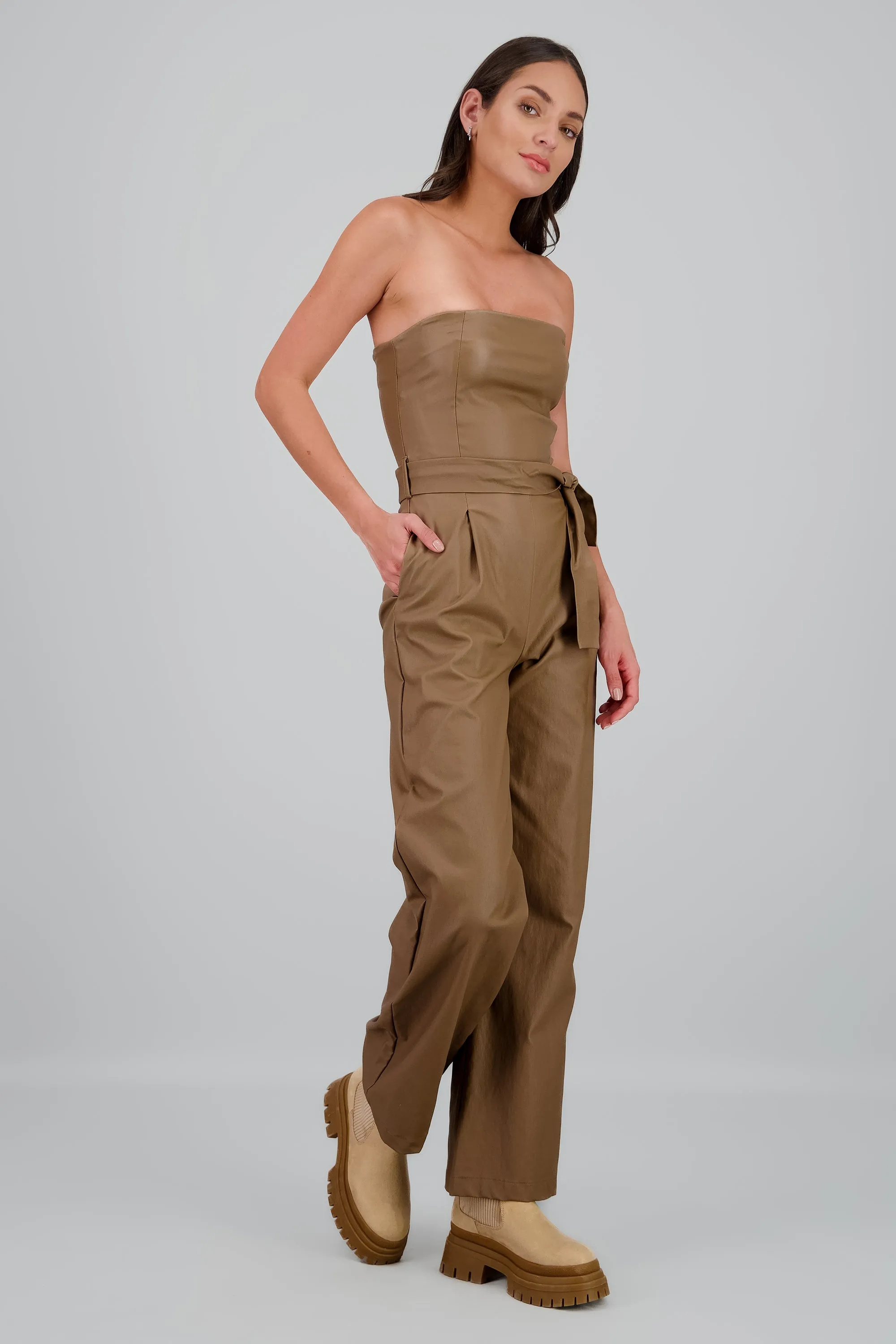 Jumpsuit pu strapples sold by Shasa