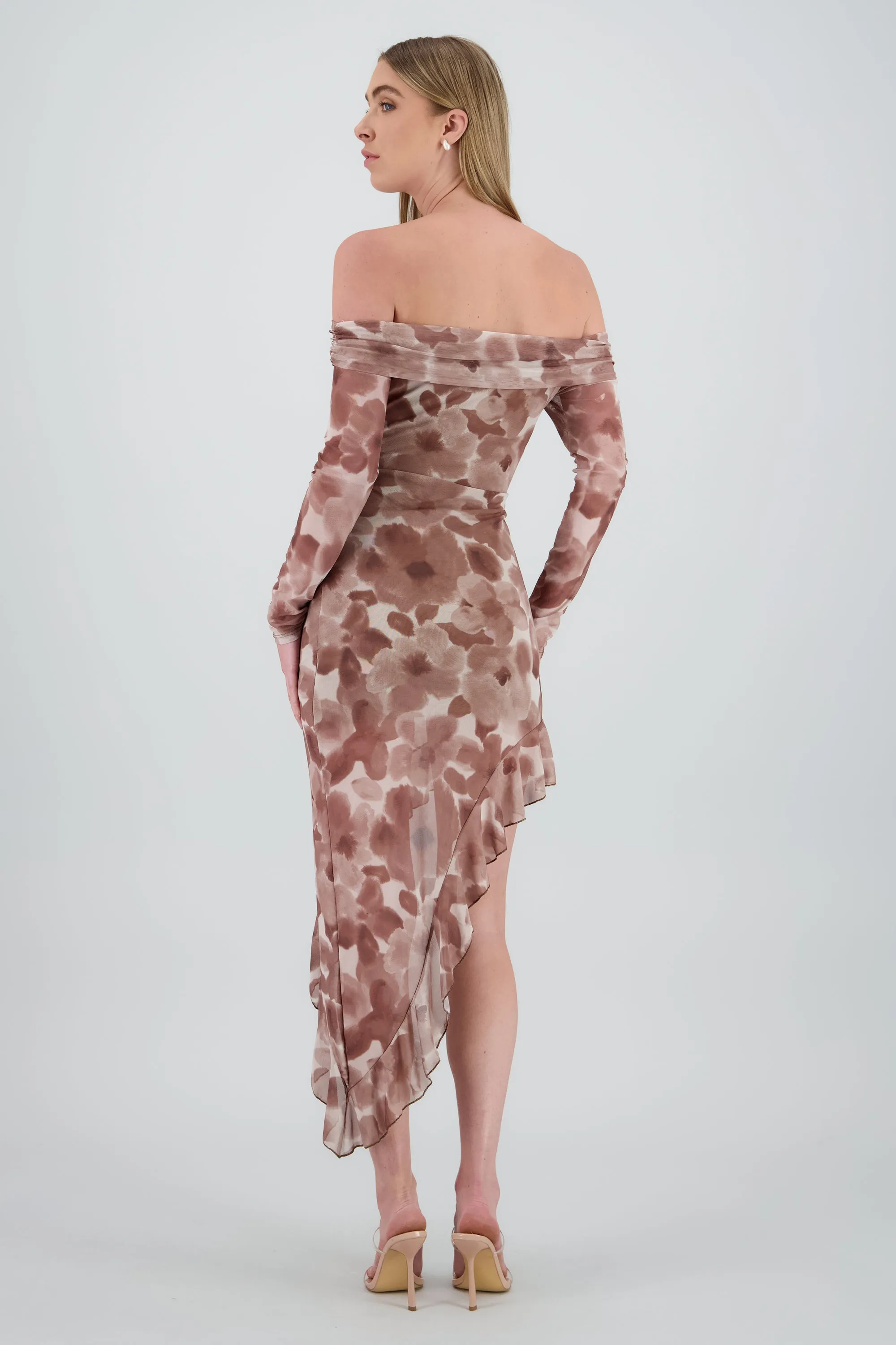 Vestido midi asimetrico sin hombros flores sold by Shasa product image thumbnail 4