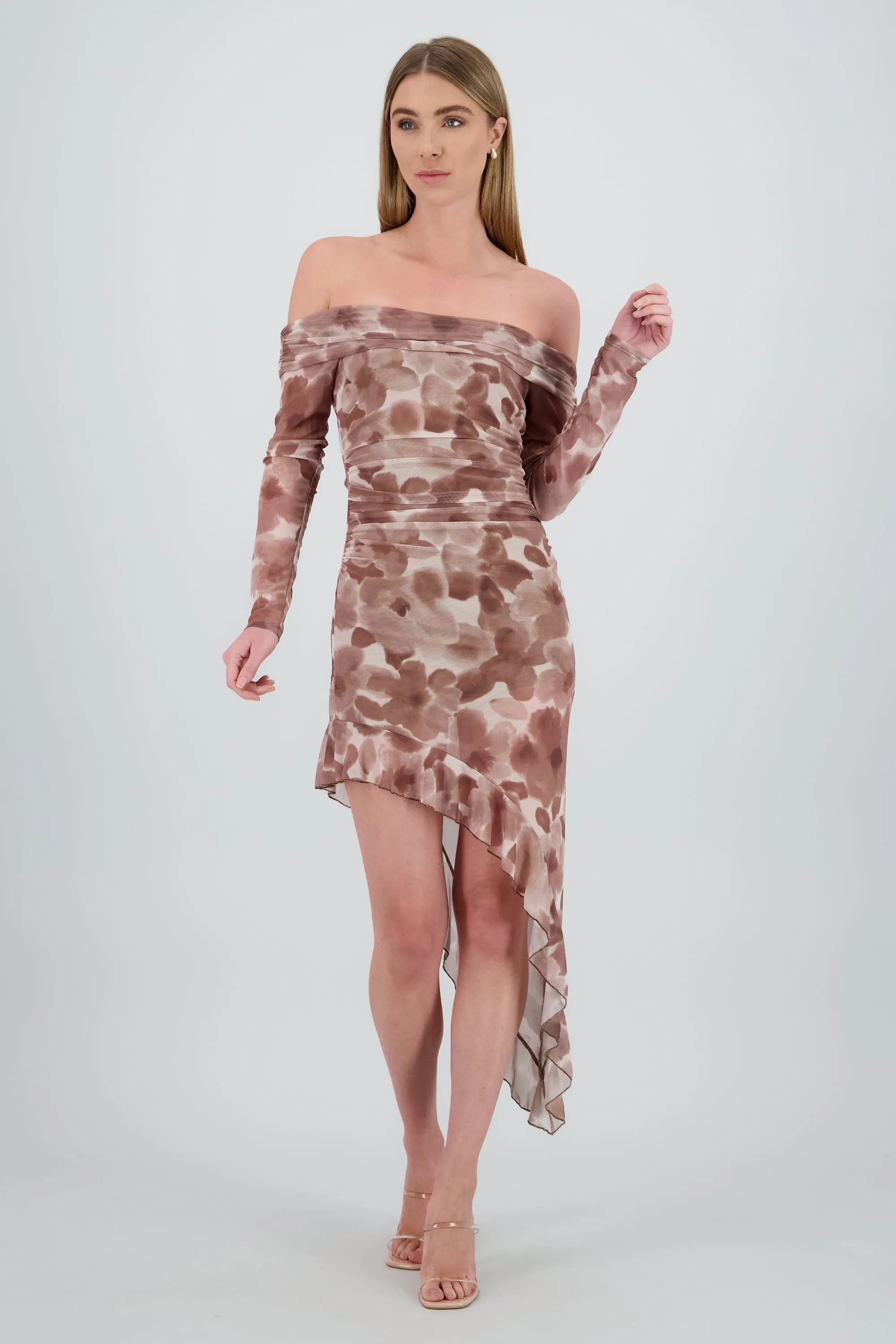 Vestido midi asimetrico sin hombros flores sold by Shasa product image thumbnail 2