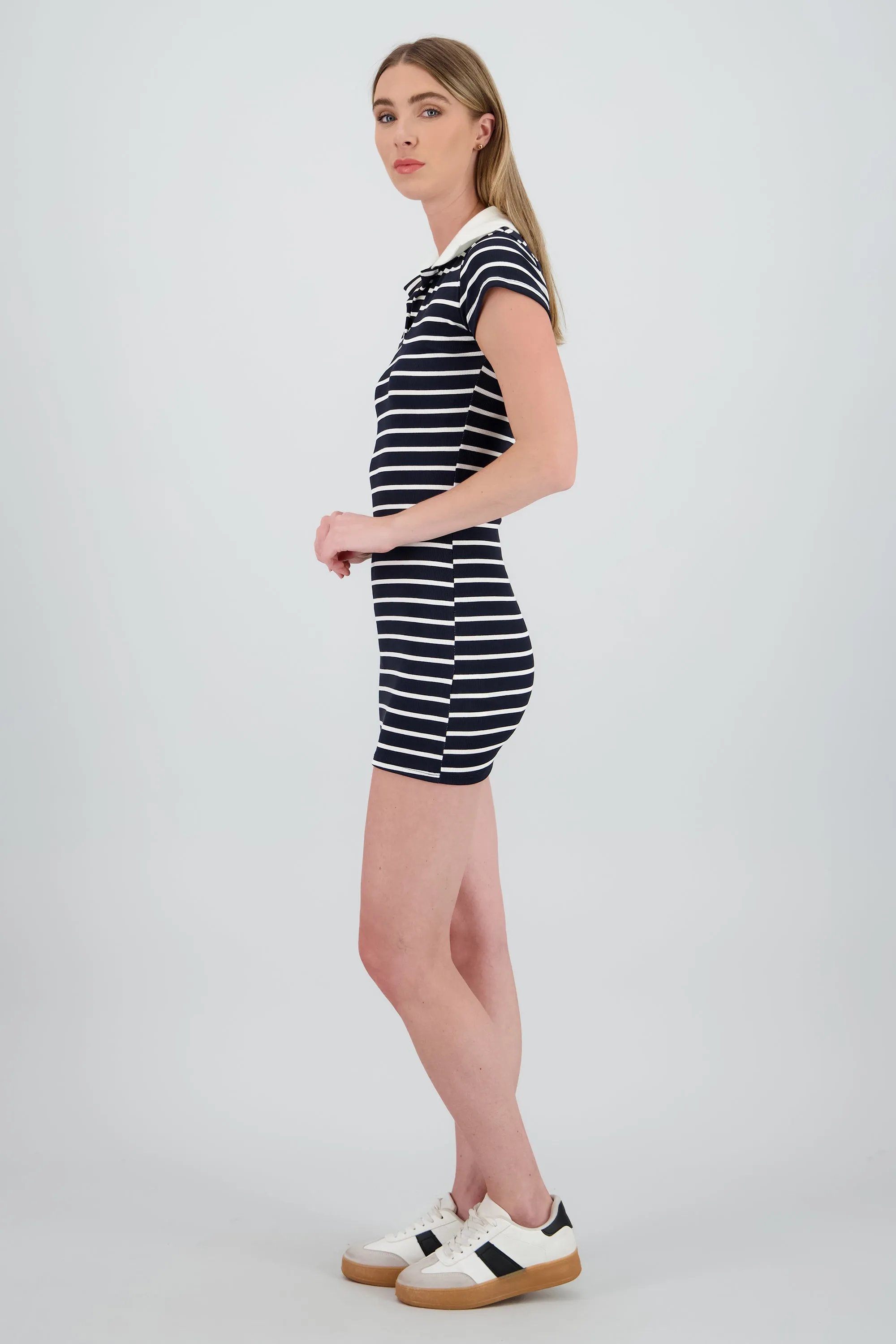 Vestido polo bodycon de rayas con contraste sold by Shasa product image thumbnail 3
