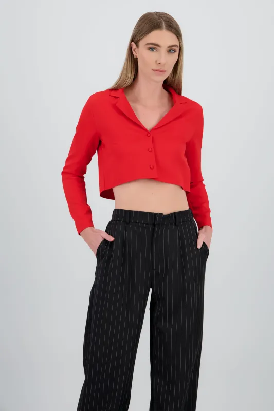 Saco crop detalle botones forrados sold by Shasa