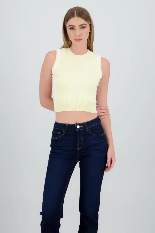 Chaleco tejido detalle contraste sold by Shasa