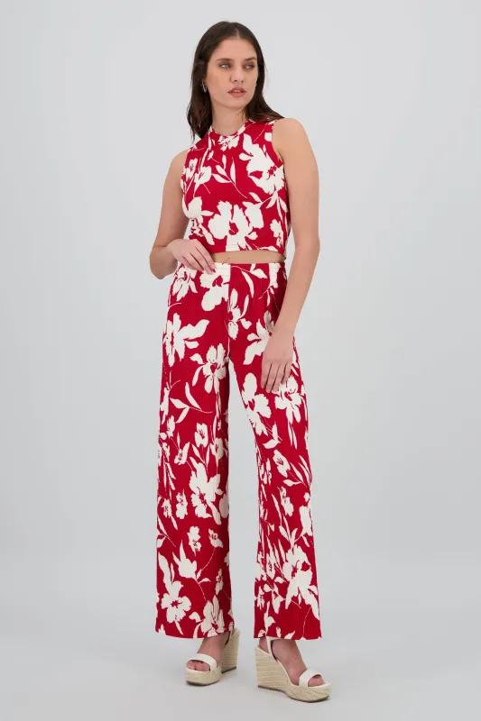 Pantalones fluidos flores tropicales sold by Shasa