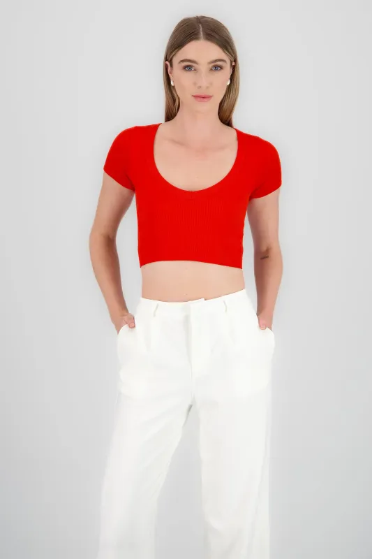 Top seamless de manga corta escotado sold by Shasa