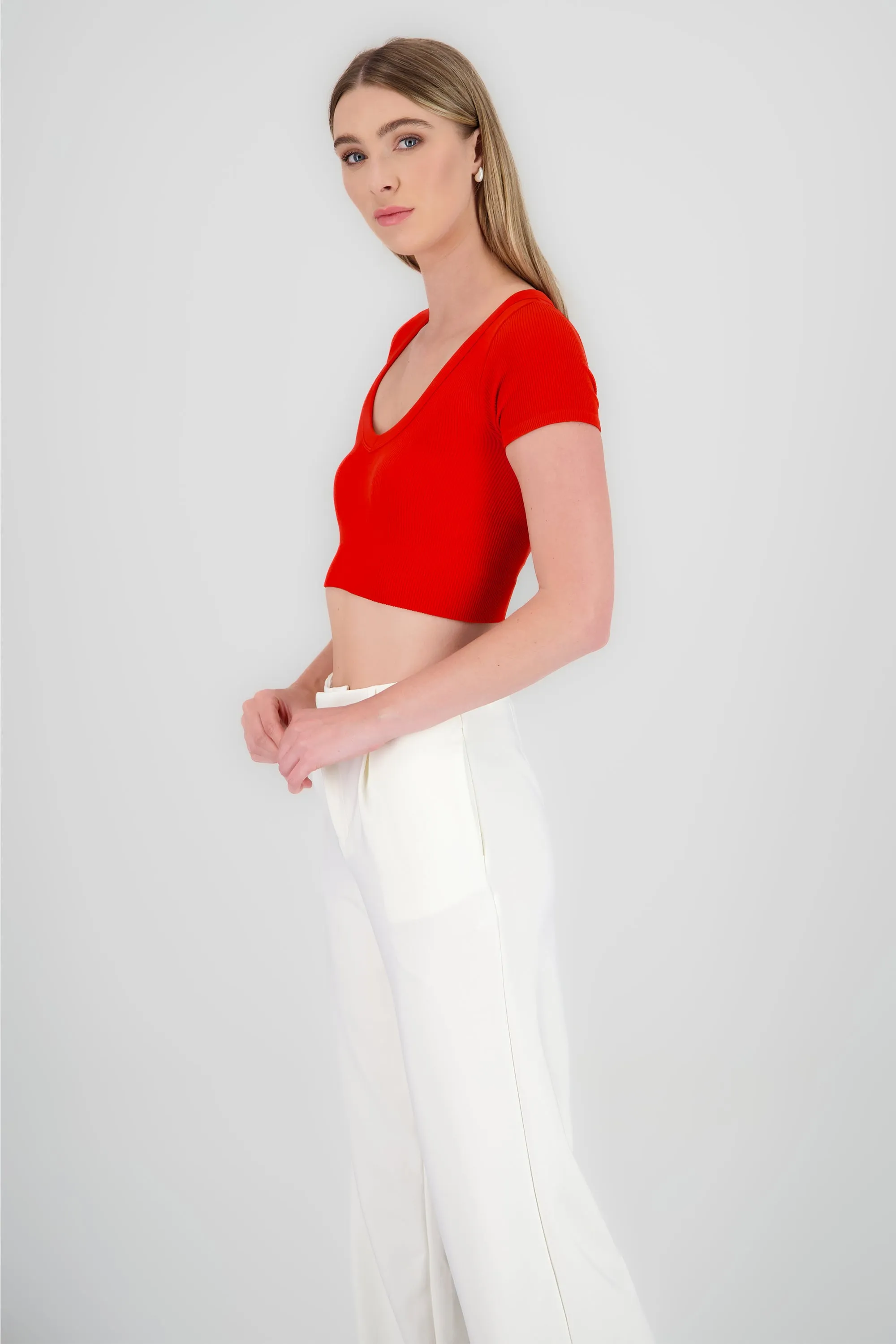 Top seamless de manga corta escotado sold by Shasa product image thumbnail 3