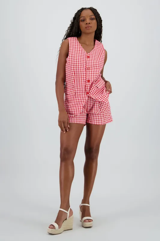 Shorts rectos detalle cuadros sold by Shasa