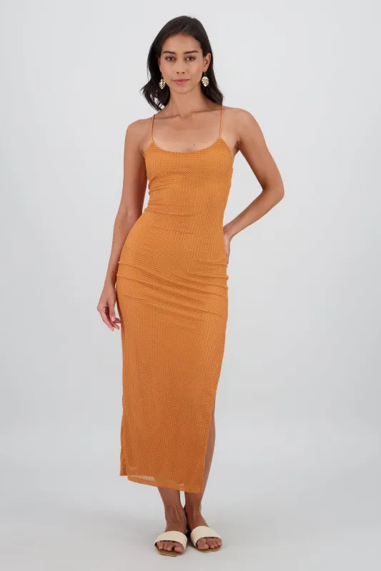 Vestido maxi red textura sold by Shasa