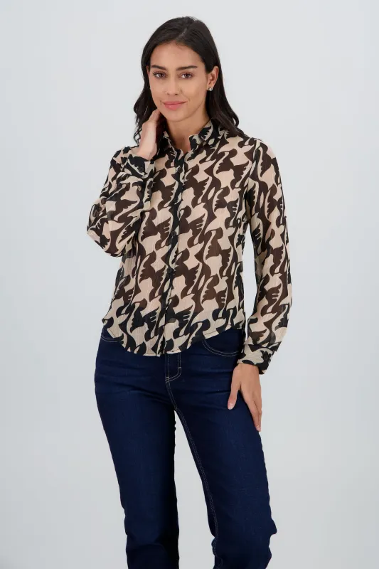 Camisa manga larga estampada lurex sold by Shasa
