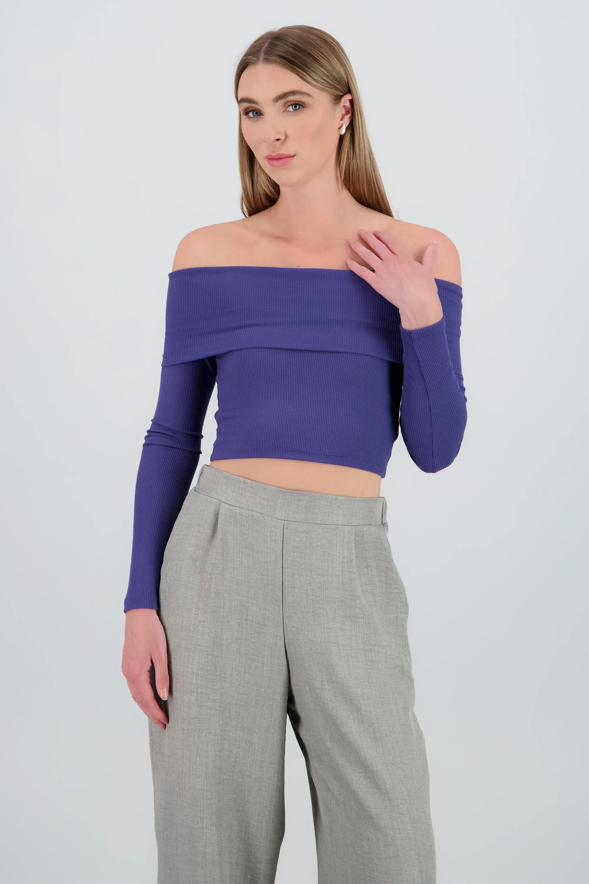 Top off shoulder manga larga rib sold by Shasa product image thumbnail 2