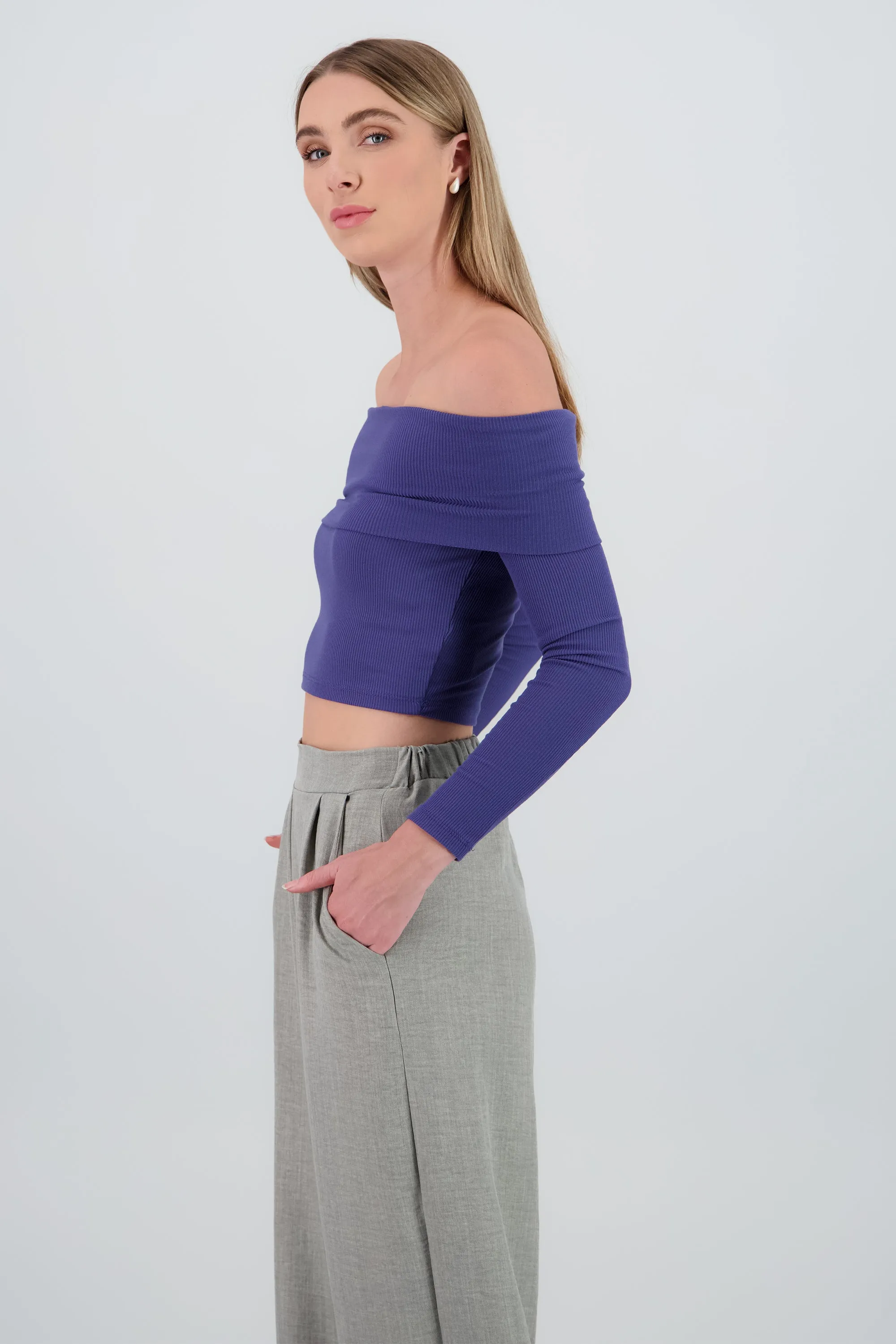 Top off shoulder manga larga rib sold by Shasa product image thumbnail 3