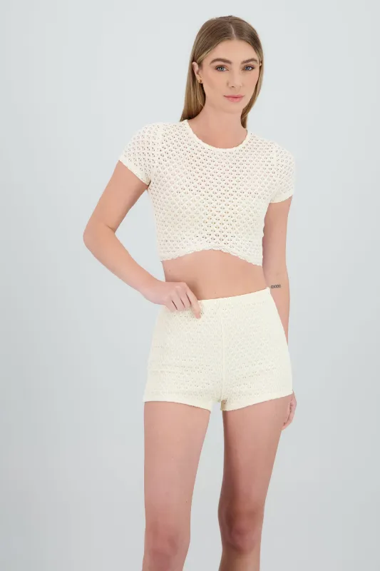 Top manga corta cropped red sold by Shasa