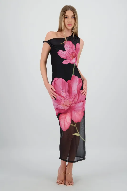 Vestido maxi detalle flor sold by Shasa