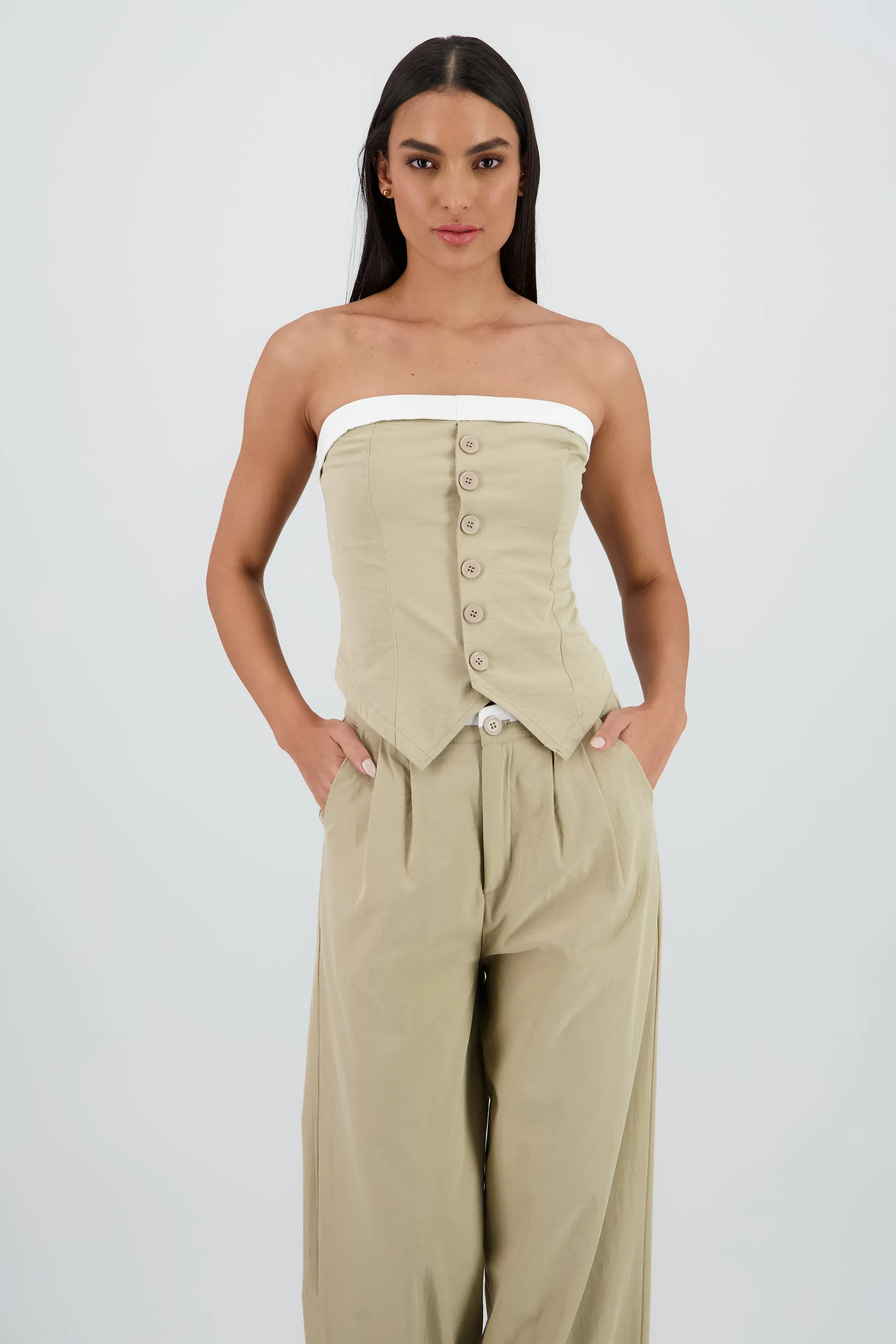 Top strapless sastre detalle contraste color Hyps sold by Shasa product image thumbnail 2