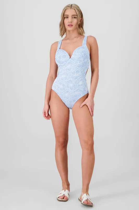 Traje baño textura flores espalda abierta sold by Shasa