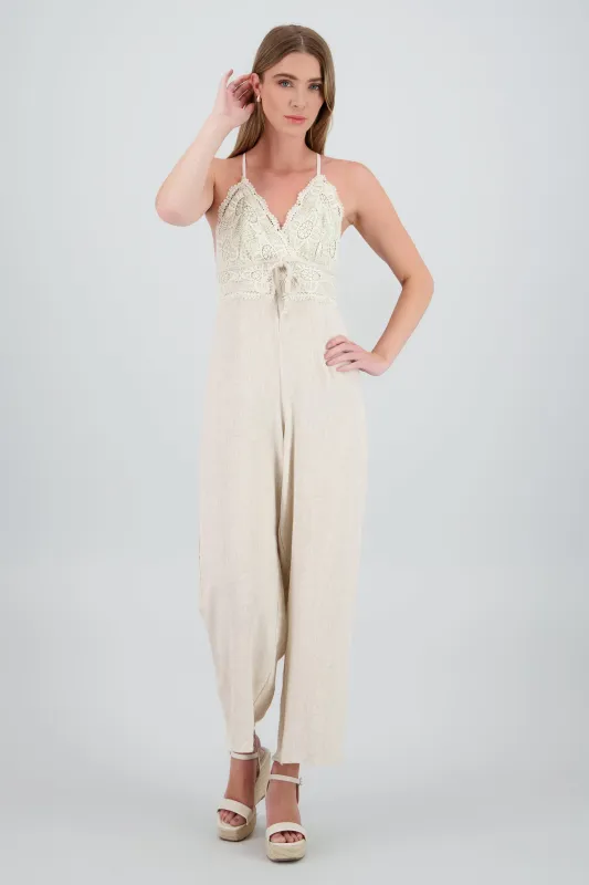 Jumpsuit corchet lino liso sold by Shasa