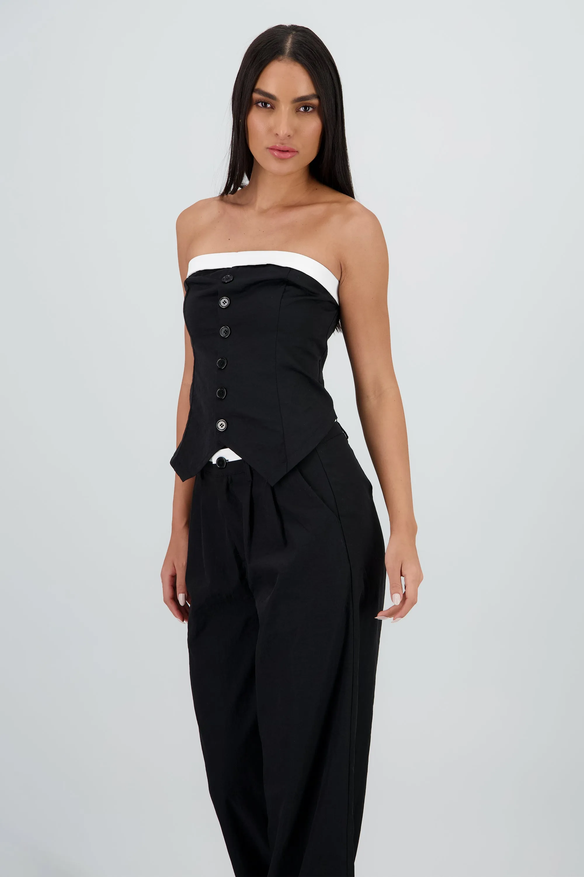 Top strapless sastre detalle contraste color Hyps sold by Shasa product image thumbnail 3